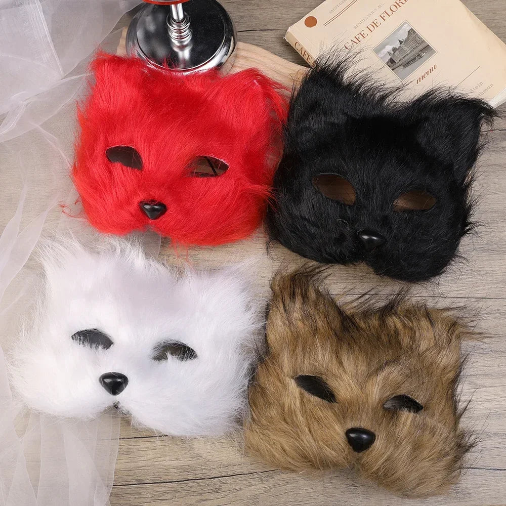 イベント・ハロウィングッズ|ファー素材キツネ型ハーフマスク