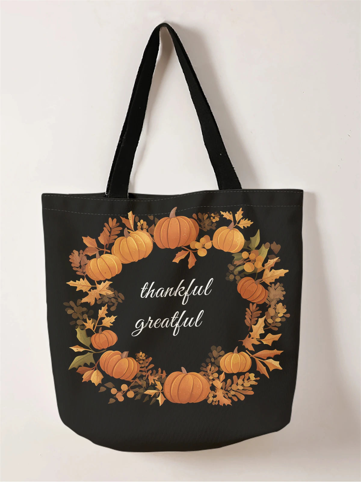 ハロウィングッズ|カボチャリース柄トートバッグ(A4サイズ対応)