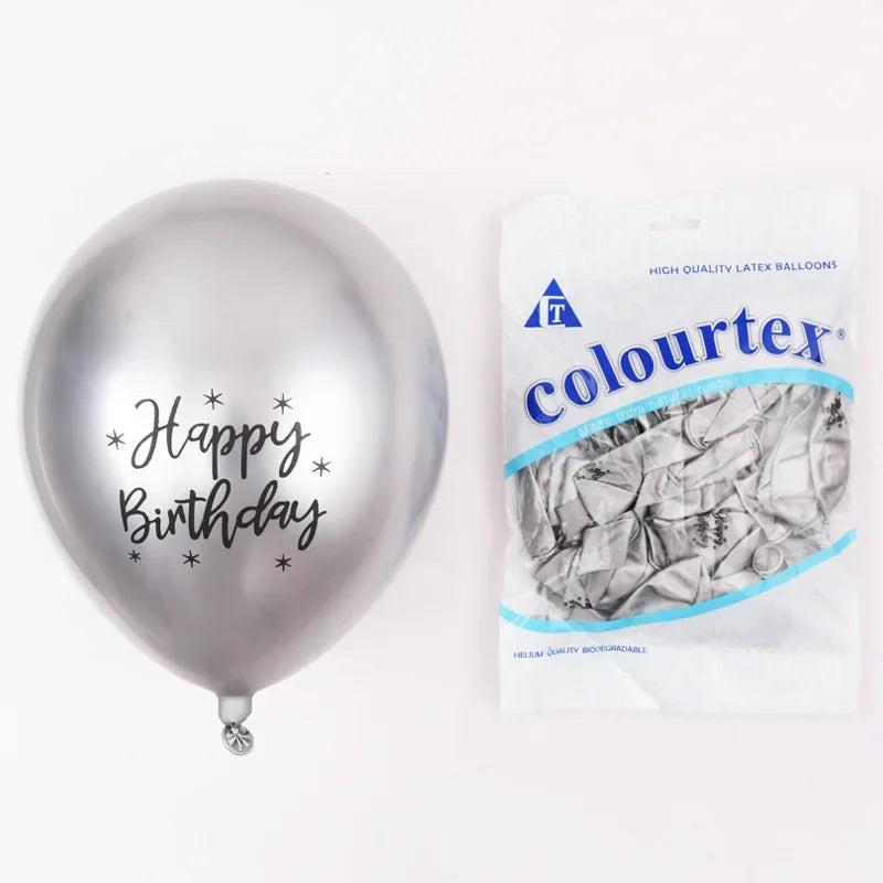 イベント・バルーン装飾 | バースデープリントメタリックバルーンセット | 10/20個