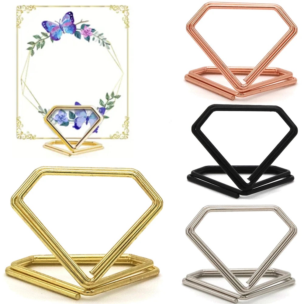 イベント・結婚式装飾|ダイヤ型メタルメモホルダー10個セット