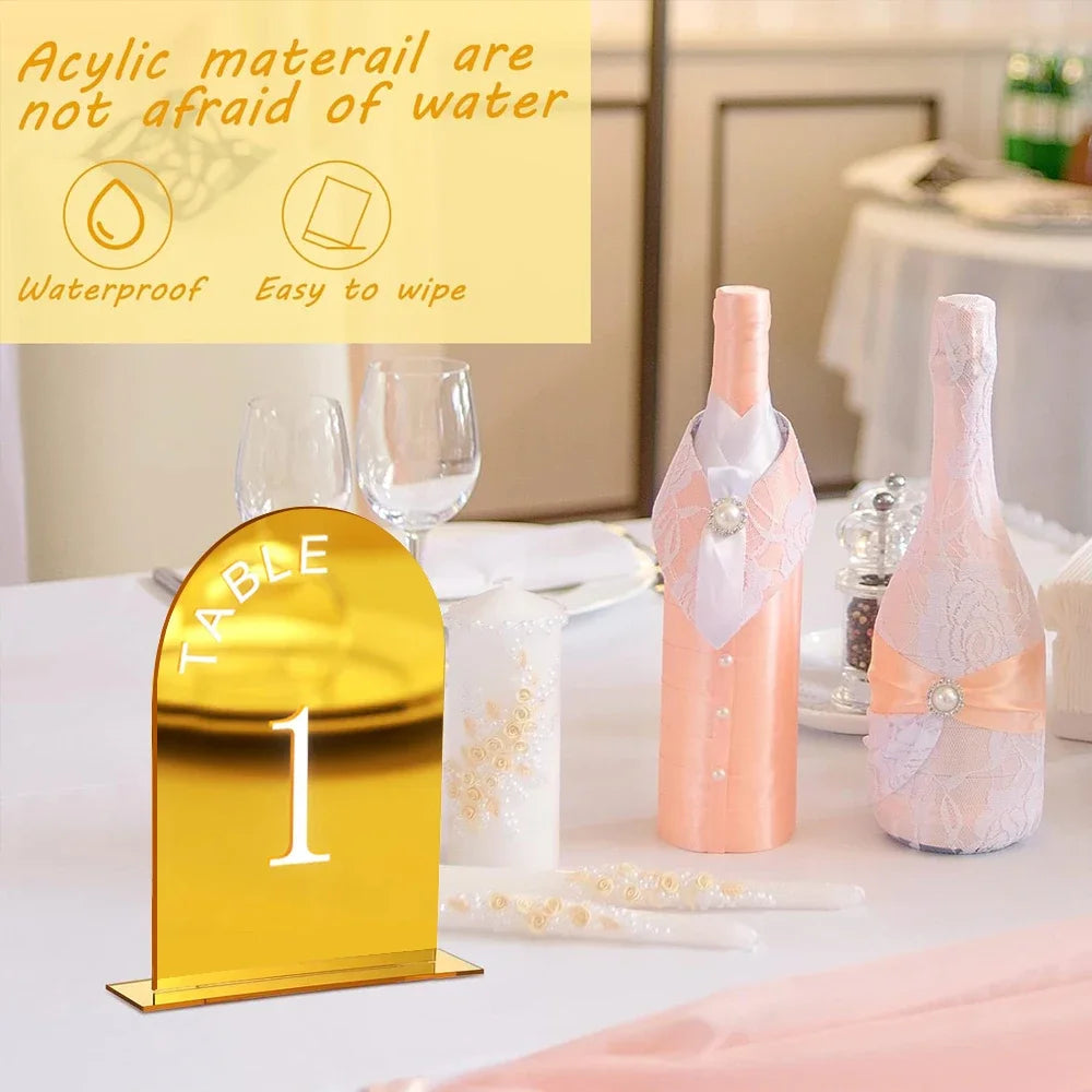 イベント・結婚式装飾|アクリルゴールドミラーウェディングテーブルナンバー