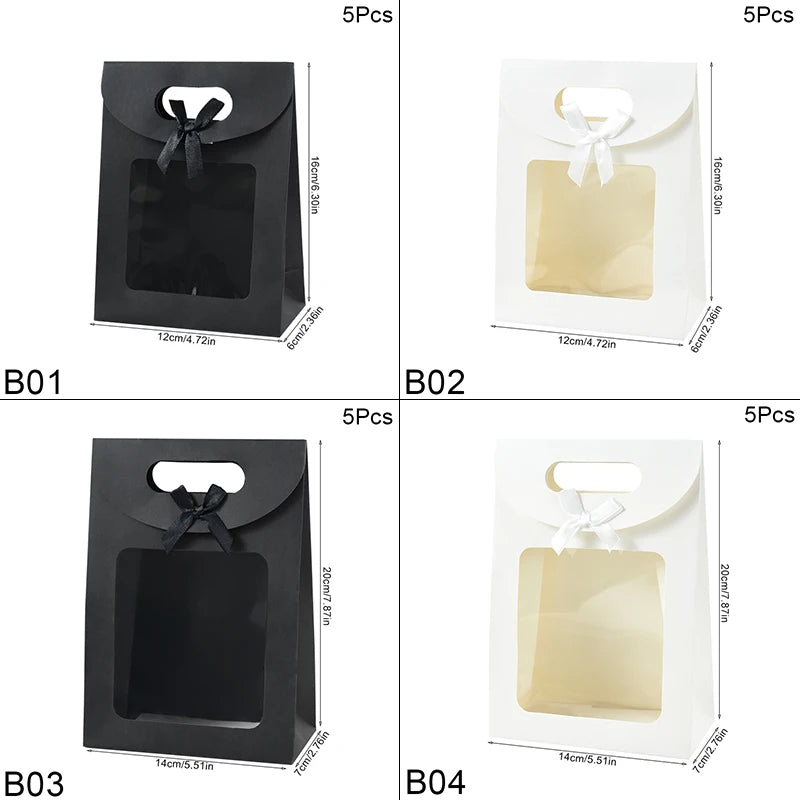 |ノベルティ用品 | 窓付きクラフト紙ギフトバッグ 5個セット