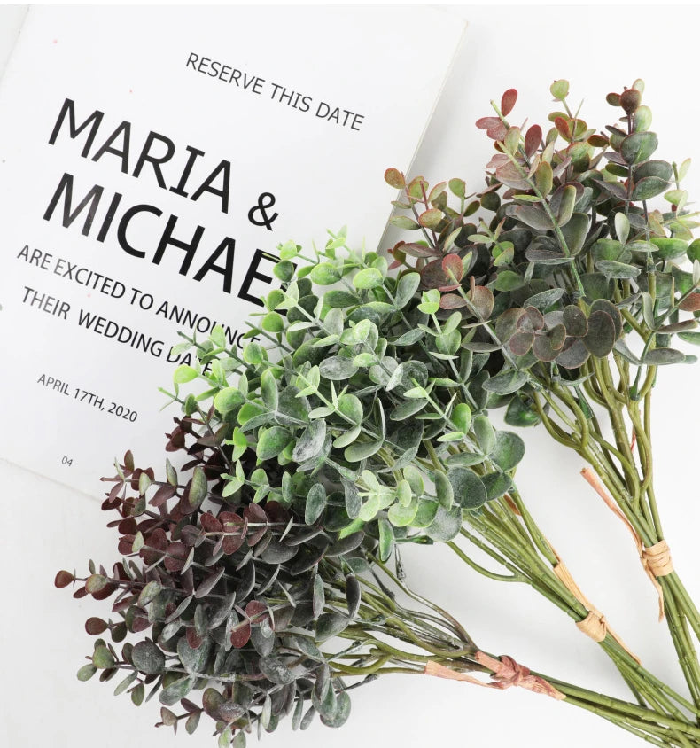 パーティー・インテリア装飾|フェイクグリーンユーカリの枝 6本セット(約37cm)