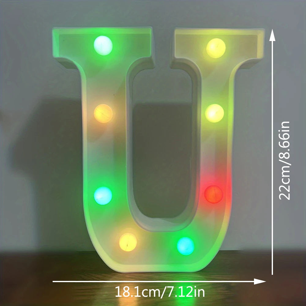 【LED装飾】LEDライト・デコレーションライト(アルファベット/数字)マルチカラー 22cm