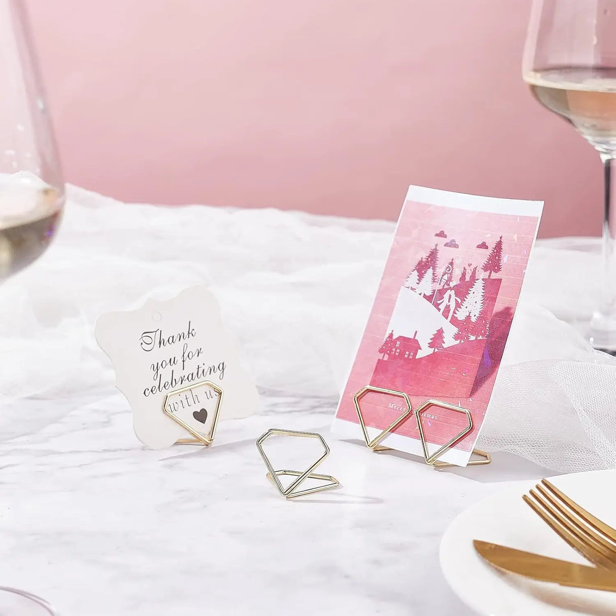 イベント・結婚式装飾|ダイヤ型メタルメモホルダー10個セット