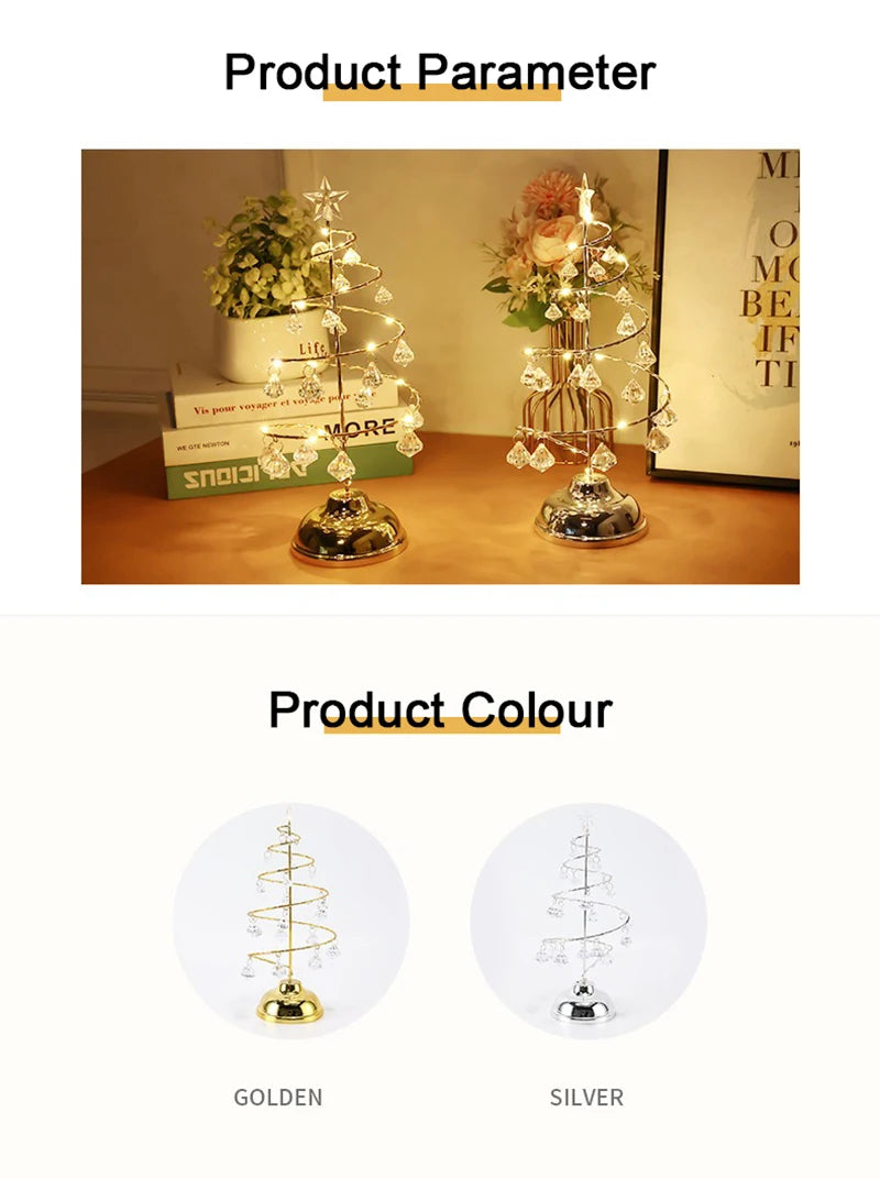 モチーフライト|イベント・パーティー装飾|LED クリスタルツリーテーブルランプ(高さ33c) 電池式