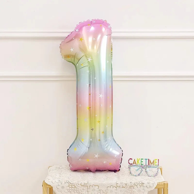 イベント・バルーン装飾|レインボー数字バルーン(1個)