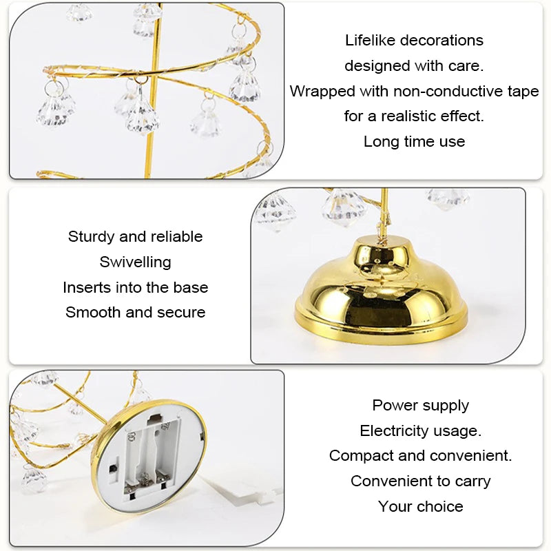 モチーフライト|イベント・パーティー装飾|LED クリスタルツリーテーブルランプ(高さ33c) 電池式