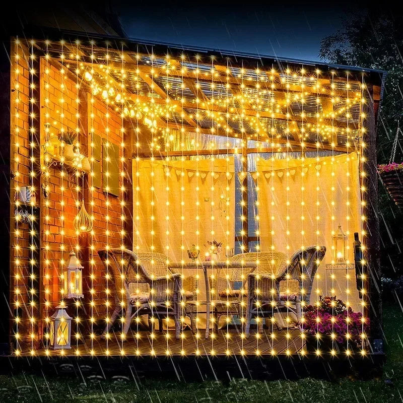 カーテンライト|ソーラーライト|イベント・クリスマス装飾|ソーラーパワLEDカーテンライト(幅3M/6M)