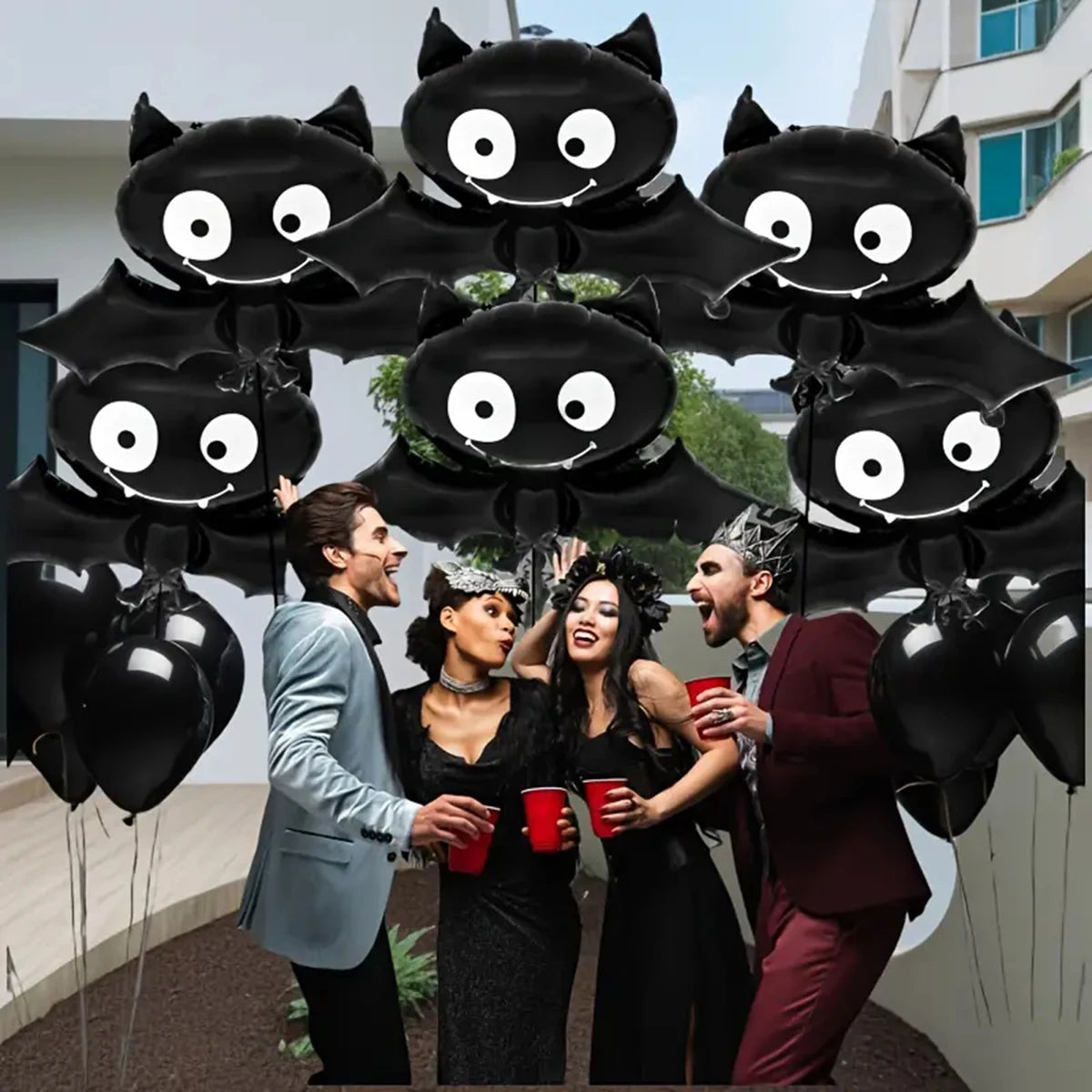 イベント・ハロウィン装飾|コウモリ型アルミバルーンセット(3個)