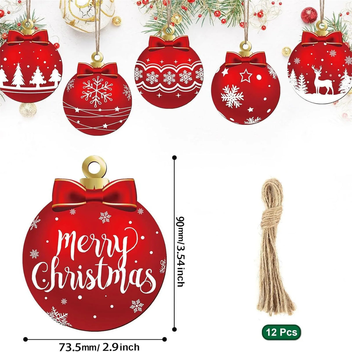 イベント・クリスマス装飾|12個セット 木製オーナメント