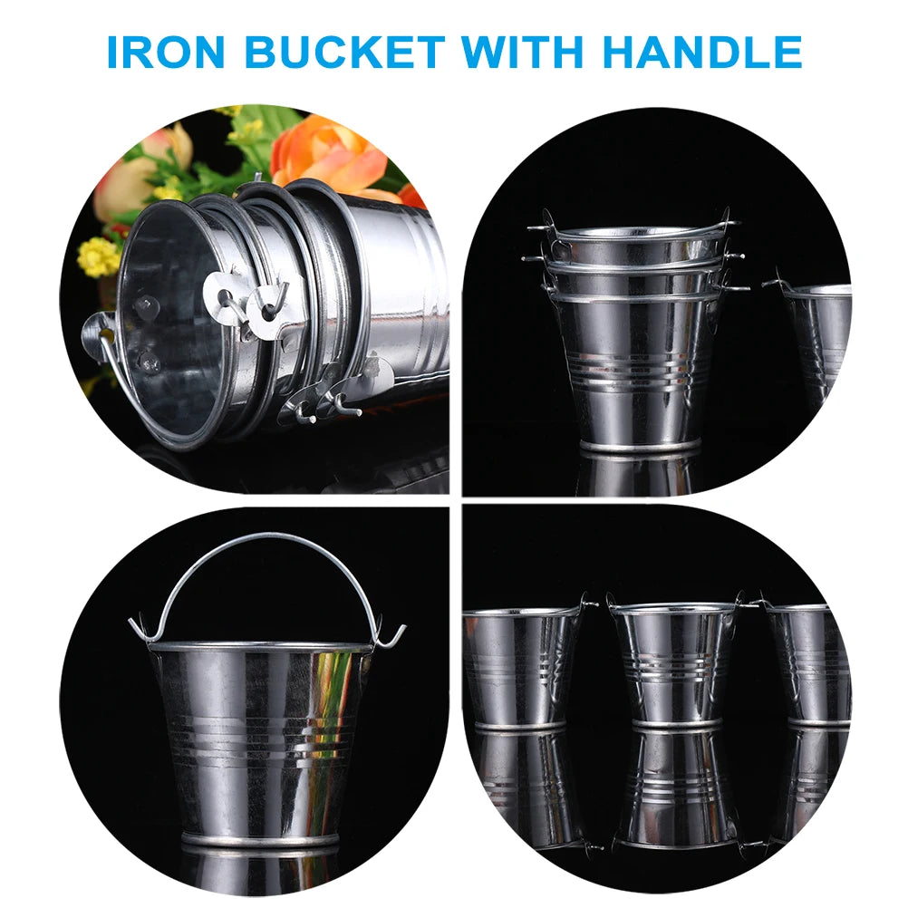 ミニバケツ・4個・金属製フラワーバケツ・ポット