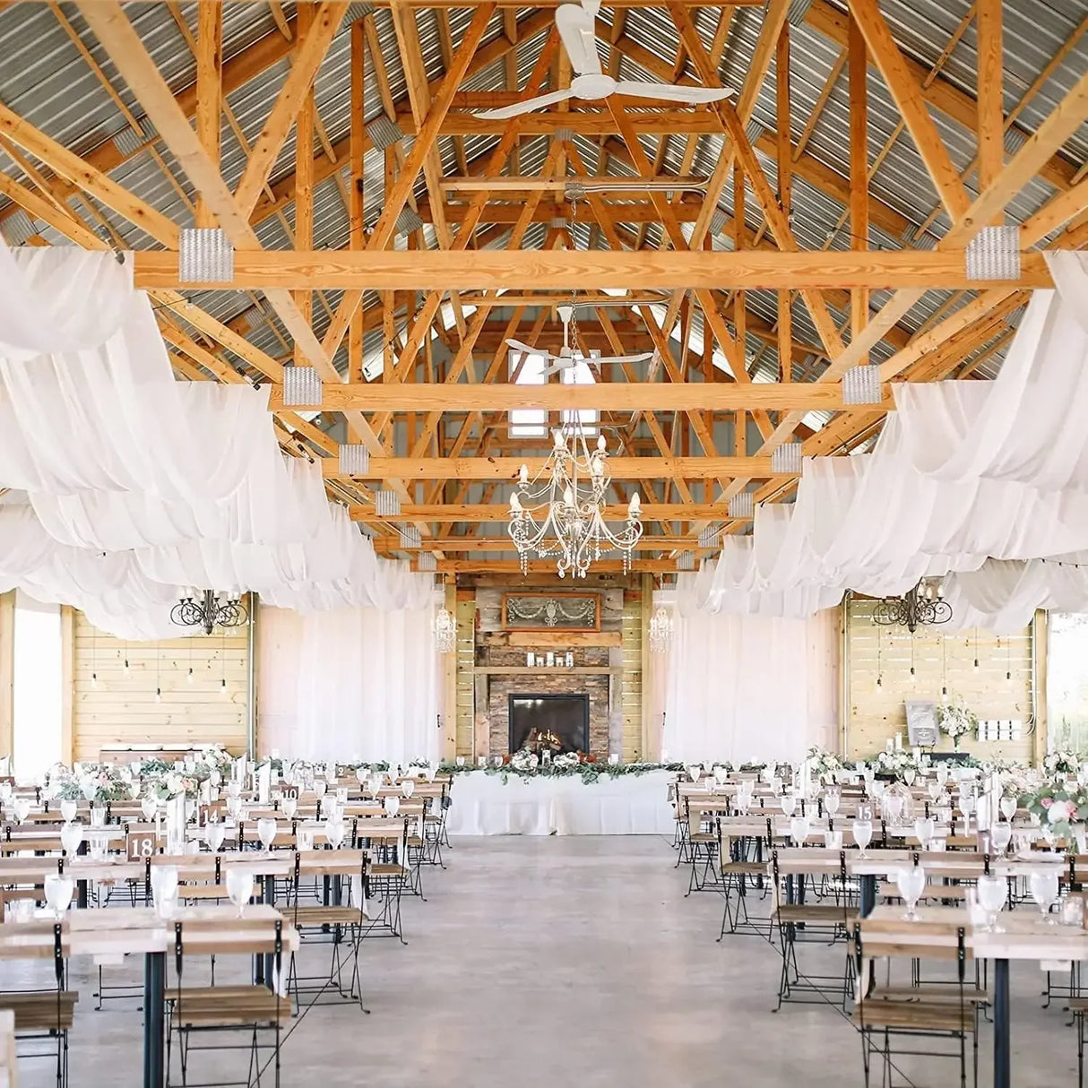 ウェディング用シフォンカーテン天井ドレープ