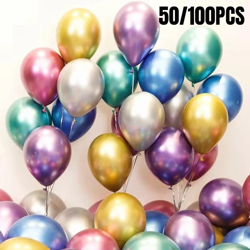 イベント・パーティー装飾| メタリックミックスカラーバルーンセット( 50/100個)