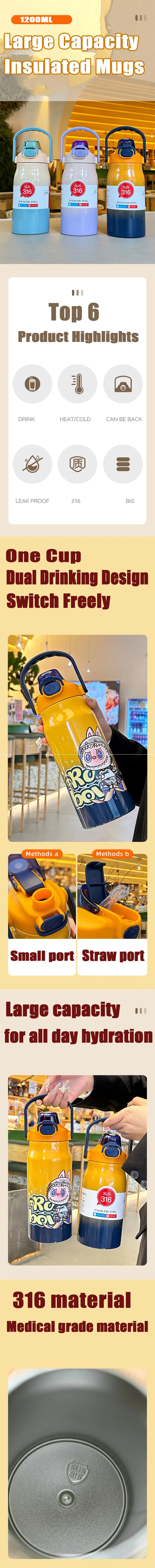 |イベント・ノベルティ用品 | 大容量ステンレス製ポータブル魔法瓶 | 1200ml