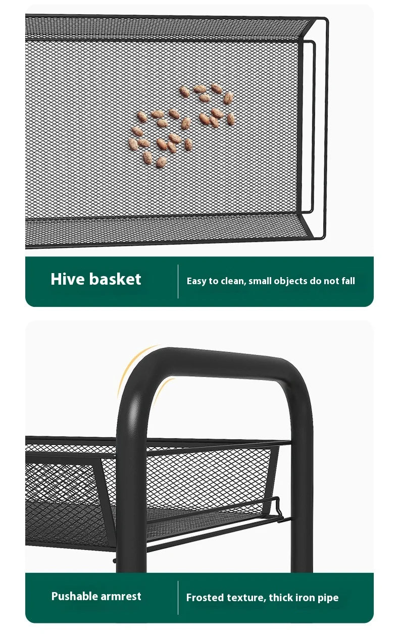 ネット什器多機能キャスター付きトロリーラック