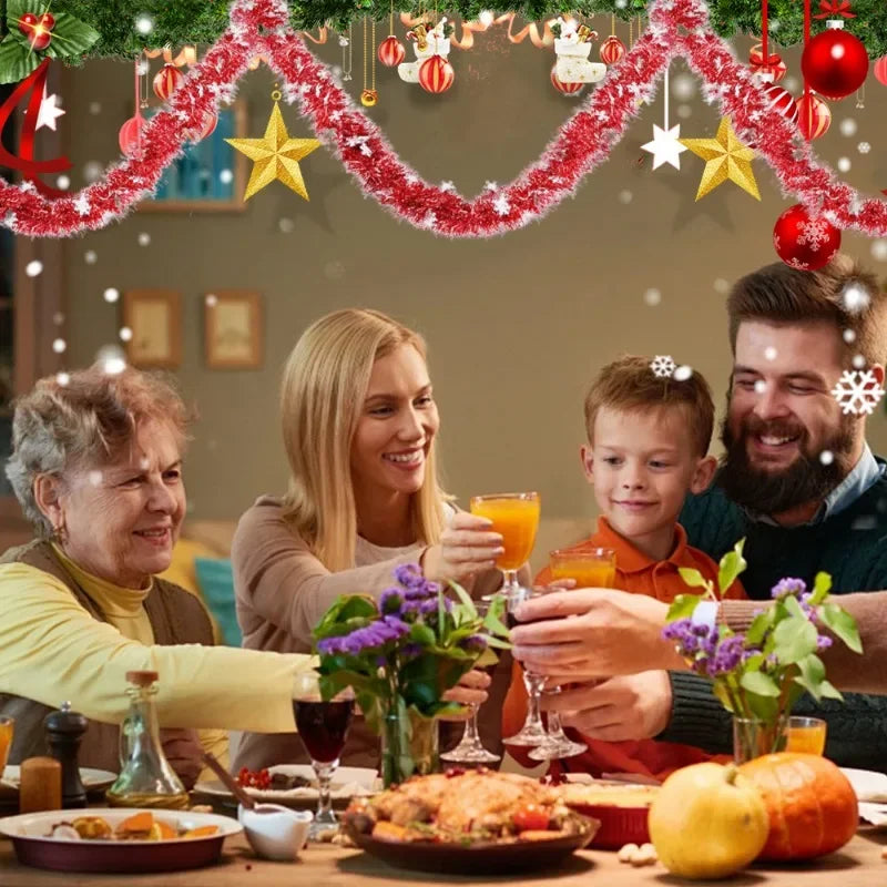 クリスマスリース|レッドスノーフレーク リボンガーランド