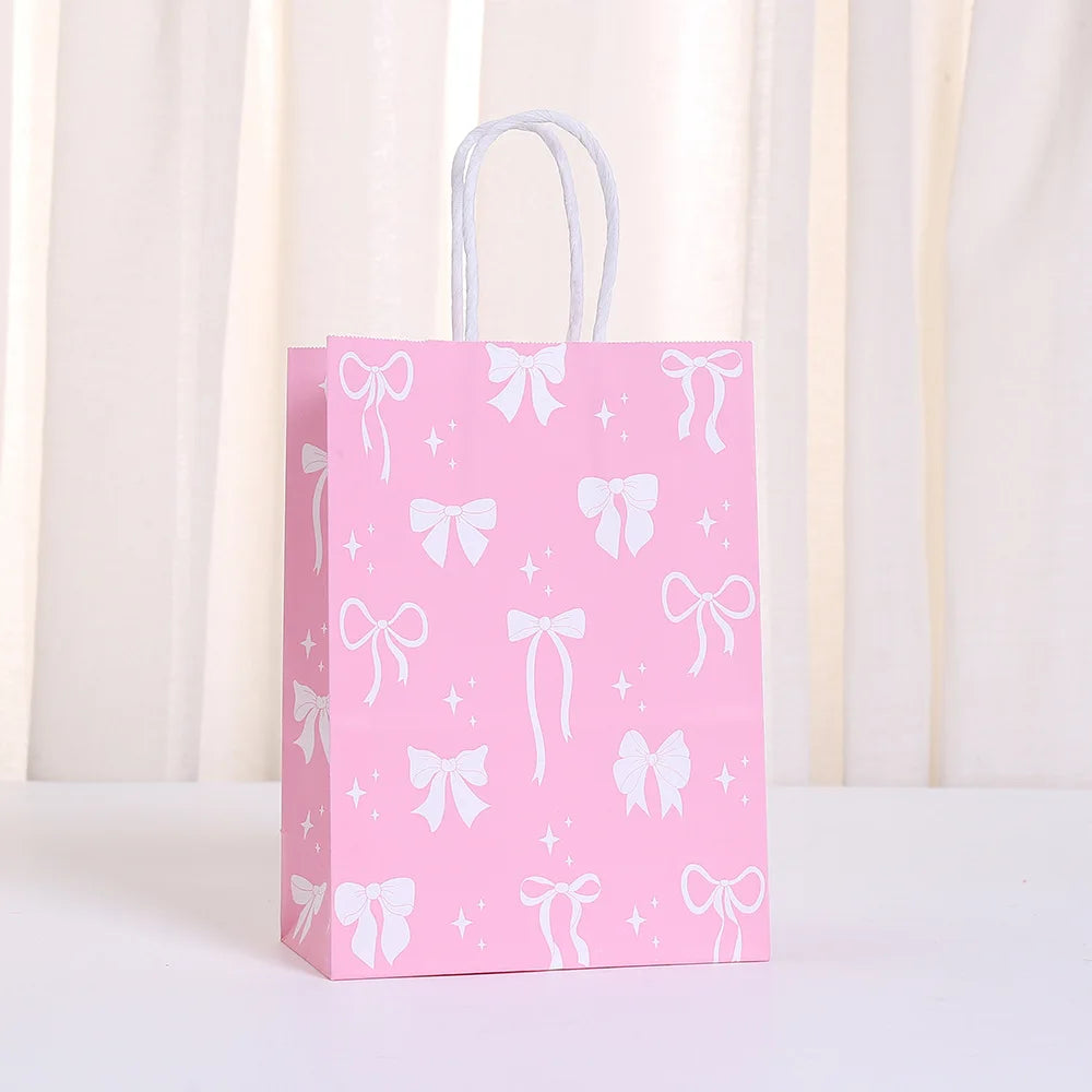 |ノベルティ用品 | リボン柄プリント紙ギフトバッグ | W15×H21×D8c