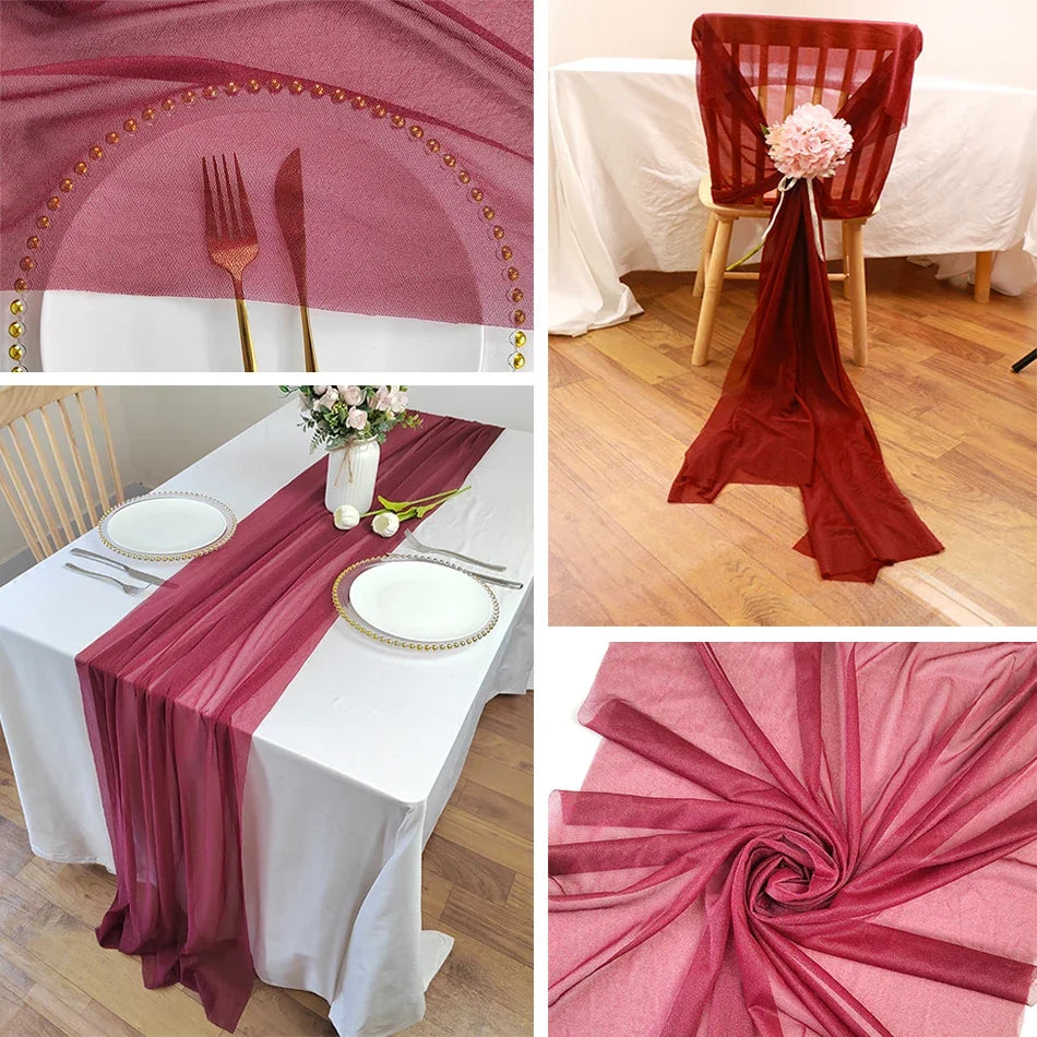 インテリア・パーティ装飾 | シフォンテーブルランナー |1.8/3/6/10m