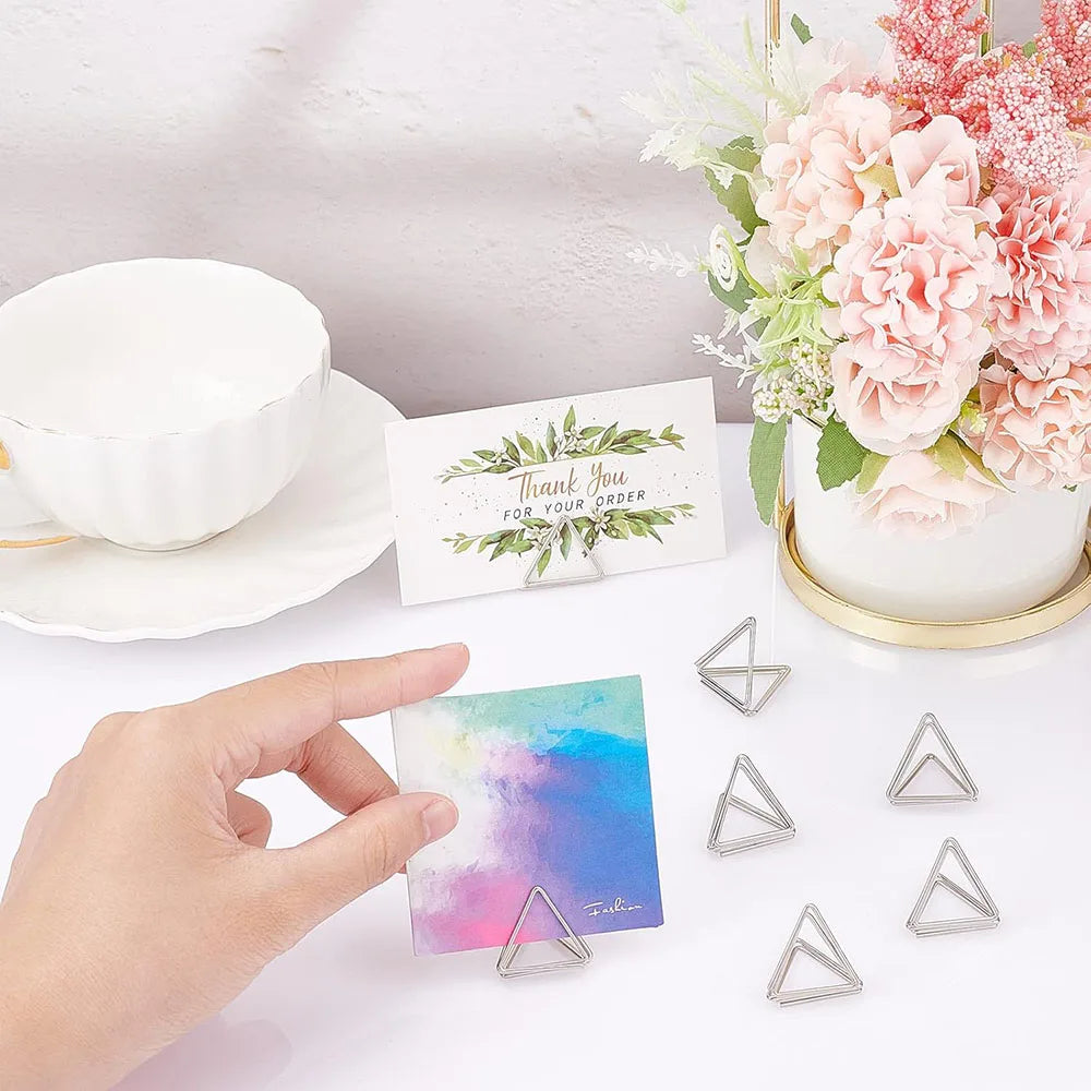 イベント・結婚式装飾|金属製三角形フォトクリップスタンド10個セット