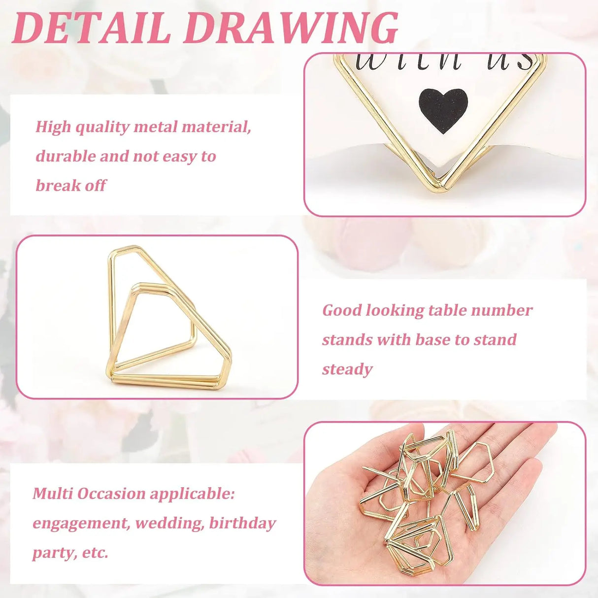 イベント・結婚式装飾|ダイヤ型メタルメモホルダー10個セット