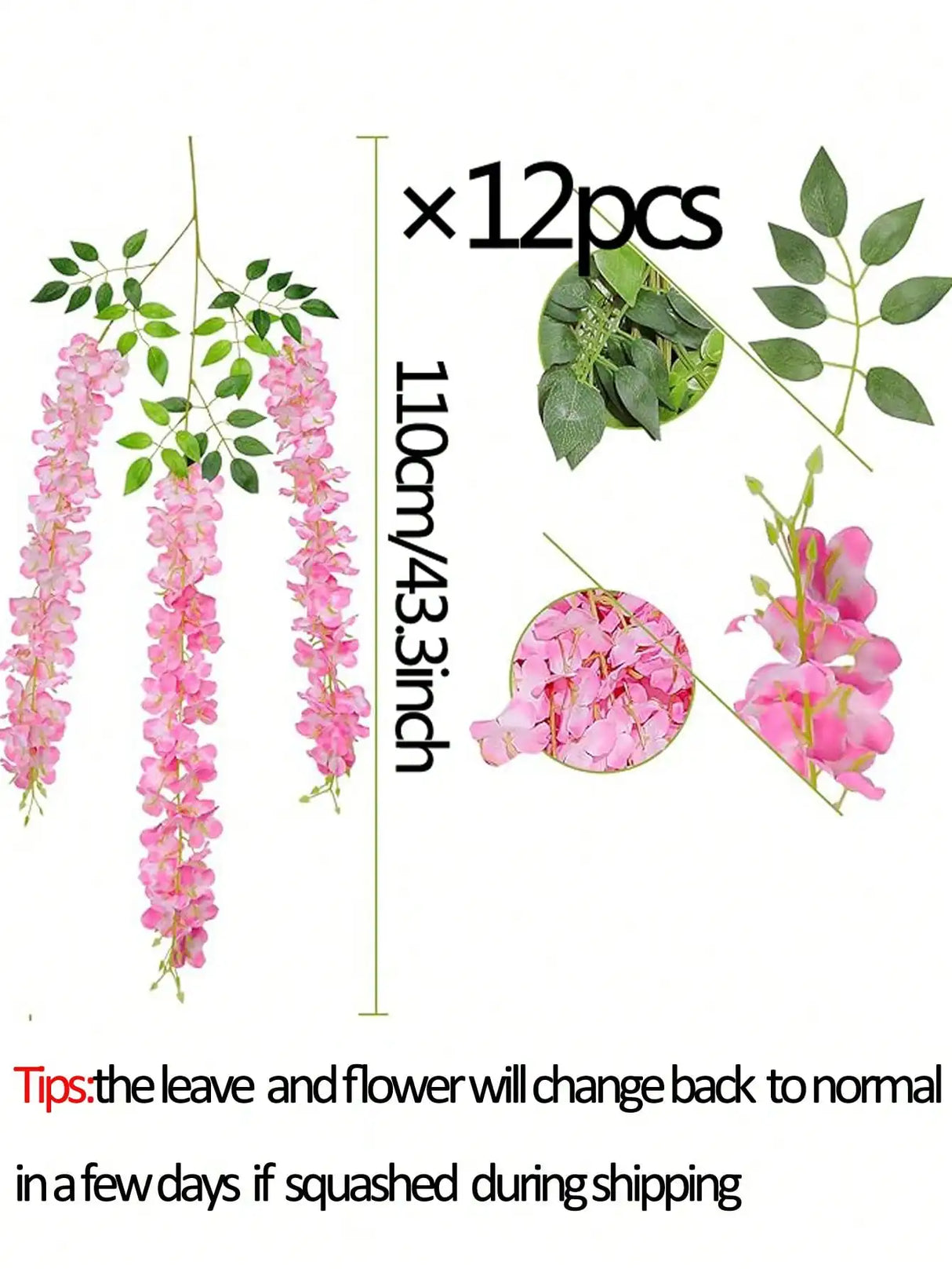 パーティー・ガーデン装飾|藤の花ガーランド 12本セット(110cm)