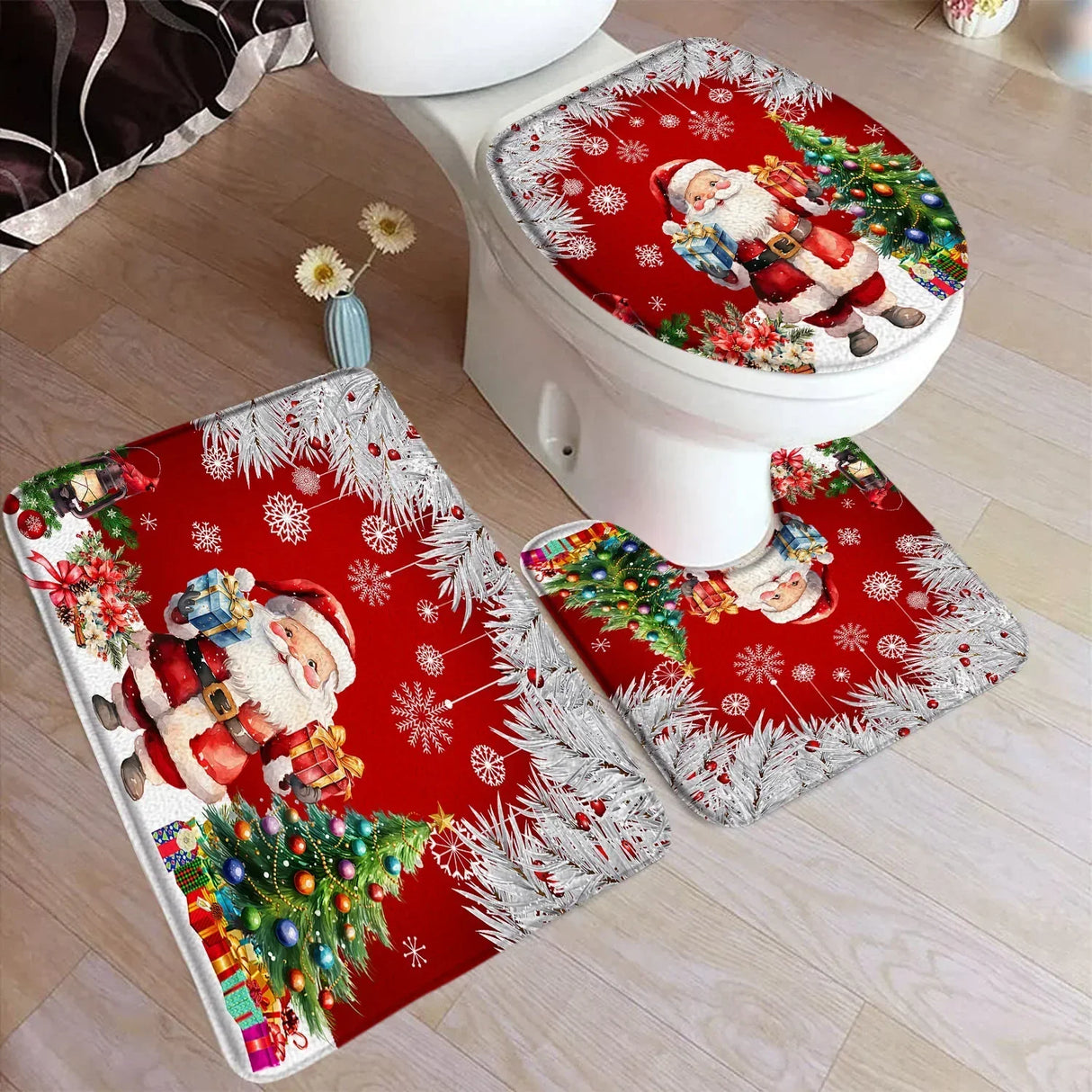 バスマット&トイレフタカバー&トイレ用マット(3点セット)