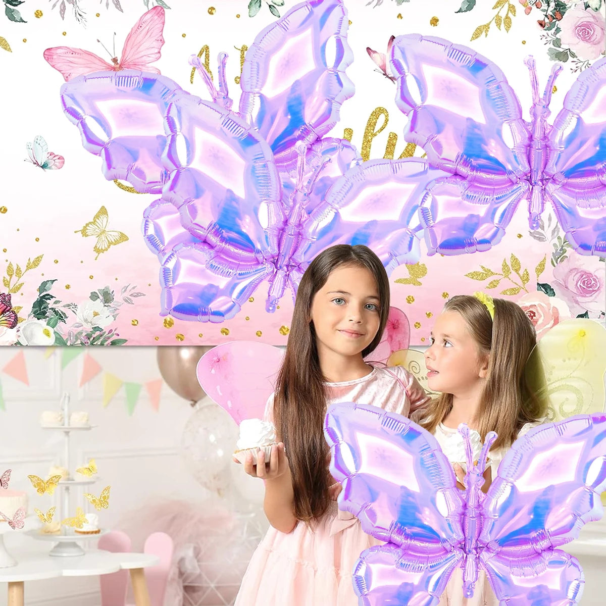 蝶モチーフのパーティーバルーン2個セット