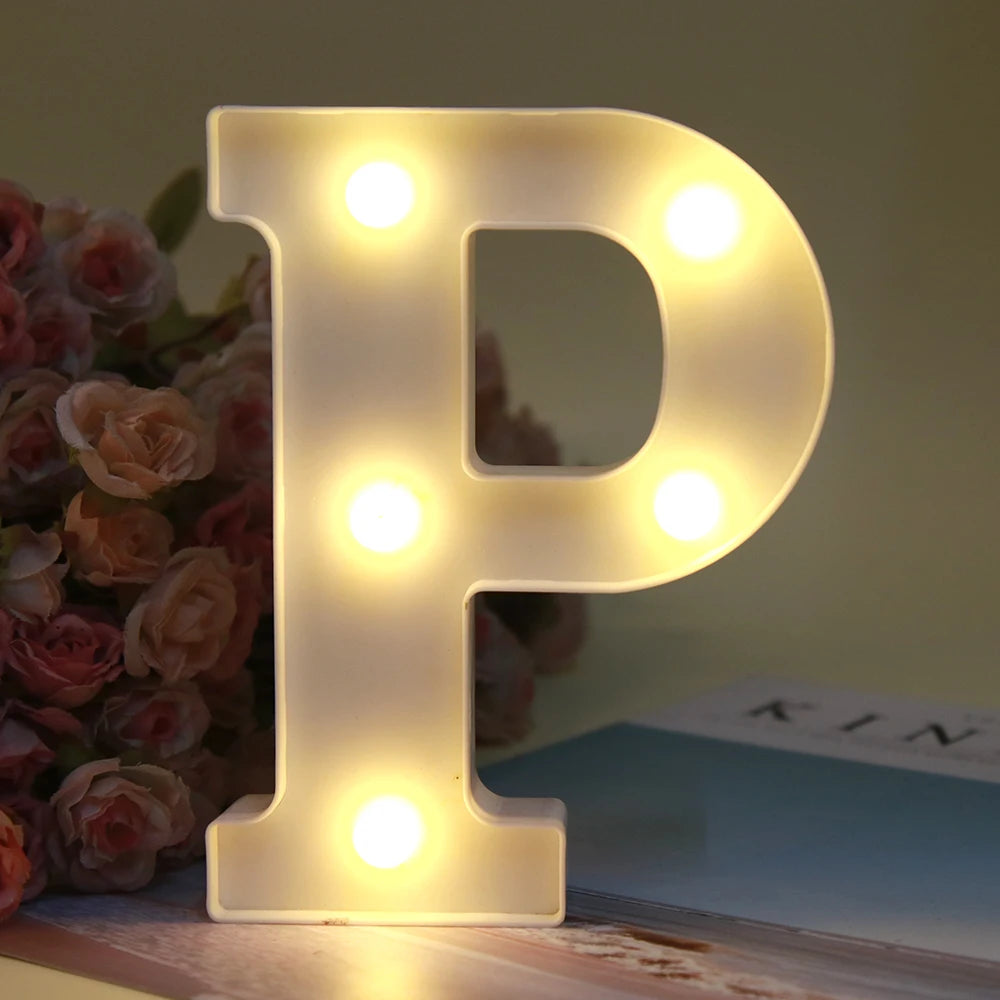 【LED装飾】LEDライト・デコレーションライト(ハート/数字/アルファベット)ホワイト 16cm