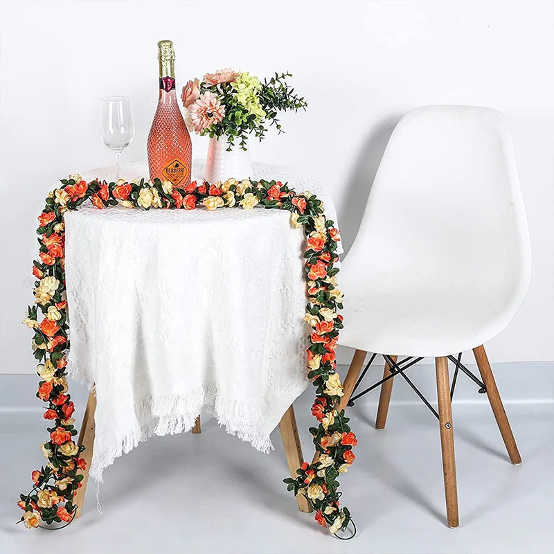 パーティー・インテリア装飾|造花シルクローズガーランド(約2.5M)