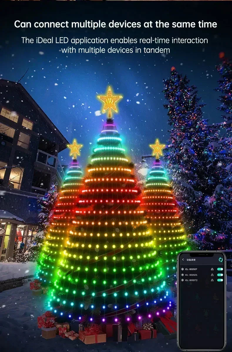 地引テスト用2.1M Smart Lighted RGB Christmas Tree APP & Remote Control Star Topper Outdoor DIY APP Controlled Lighted Christmas Tree Light