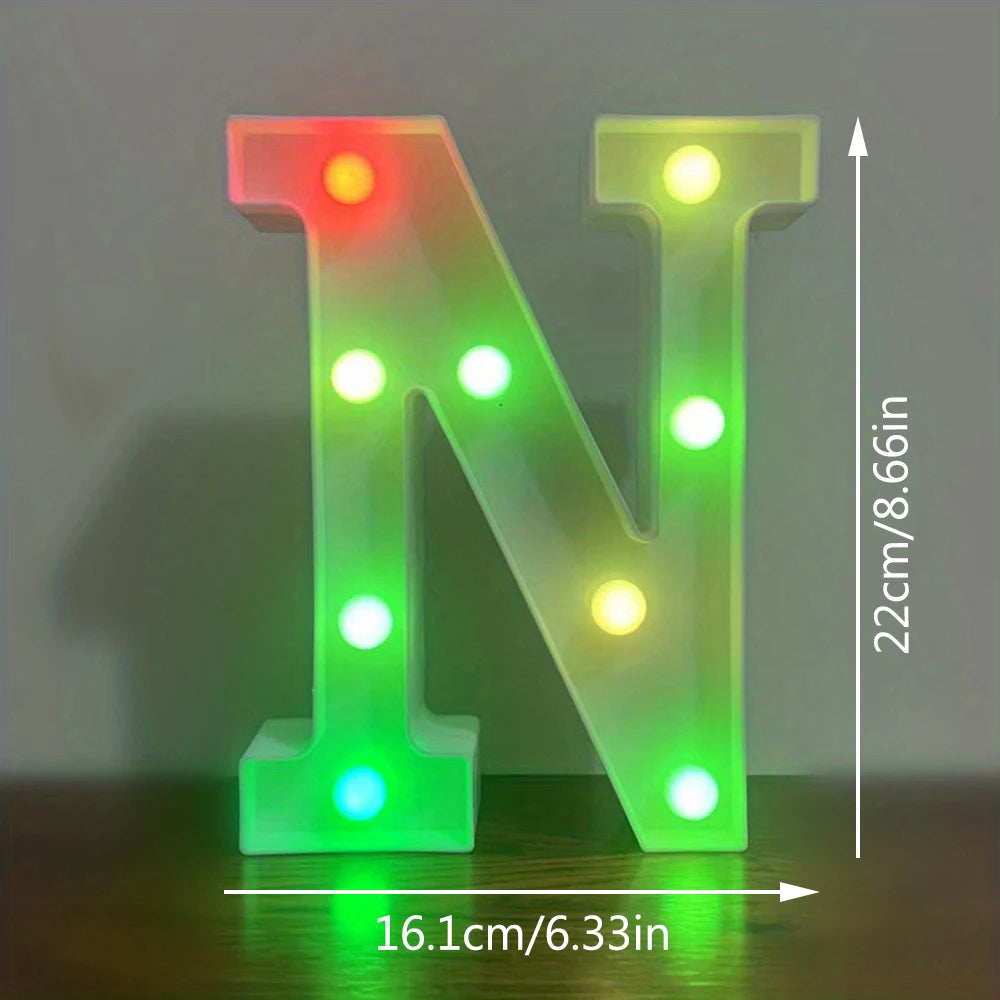 【LED装飾】LEDライト・デコレーションライト(アルファベット/数字)マルチカラー 22cm