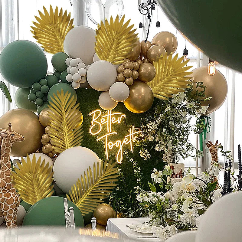 人工トロピカルヤシの葉・5個入り・ゴールドシルク・タートルリーフ