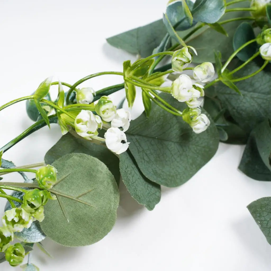 フェイクユーカリラタン人工植物つるグリーン柳の葉シルクアイビー壁掛けガーランドホームウェディングパーティー装飾