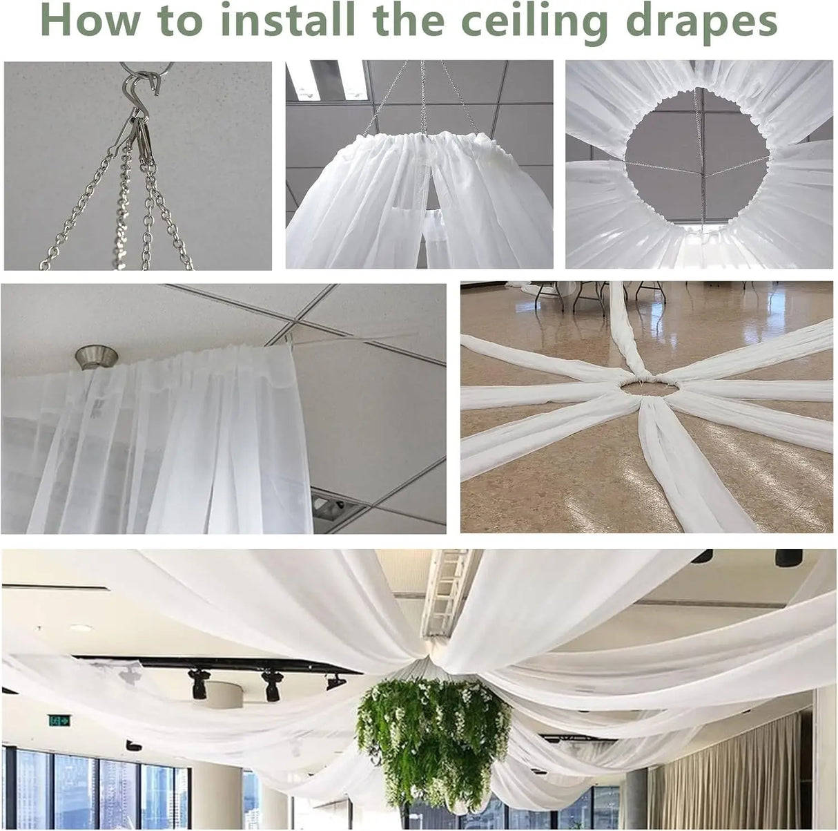 インテリア・パーティ装飾 | シフォン天井ドレープカーテン | 全長3m/6m/10m