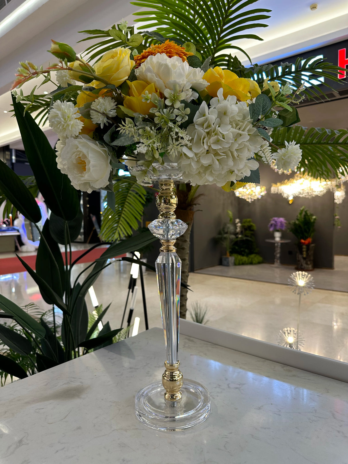 結婚式・インテリア装飾|高さ48cmアクリル製ゴールド&シルバー花瓶