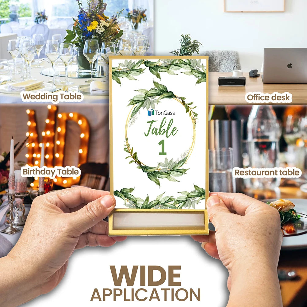 イベント・結婚式装飾|ゴールドフレームアクリルサインホルダー 席札 メニュー