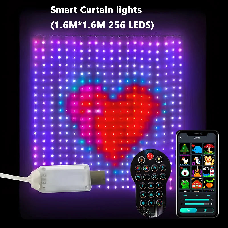 カーテンライト|イベント・クリスマス装飾|Bluetooth対応スマートカーテンライト(幅1.6~3M)