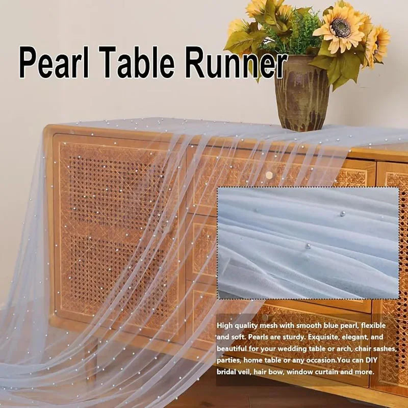インテリア・パーティ装飾 | パール付きチュールテーブルクロス