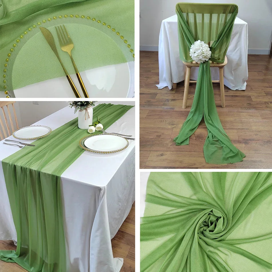 インテリア・パーティ装飾 | シフォンテーブルランナー |1.8/3/6/10m