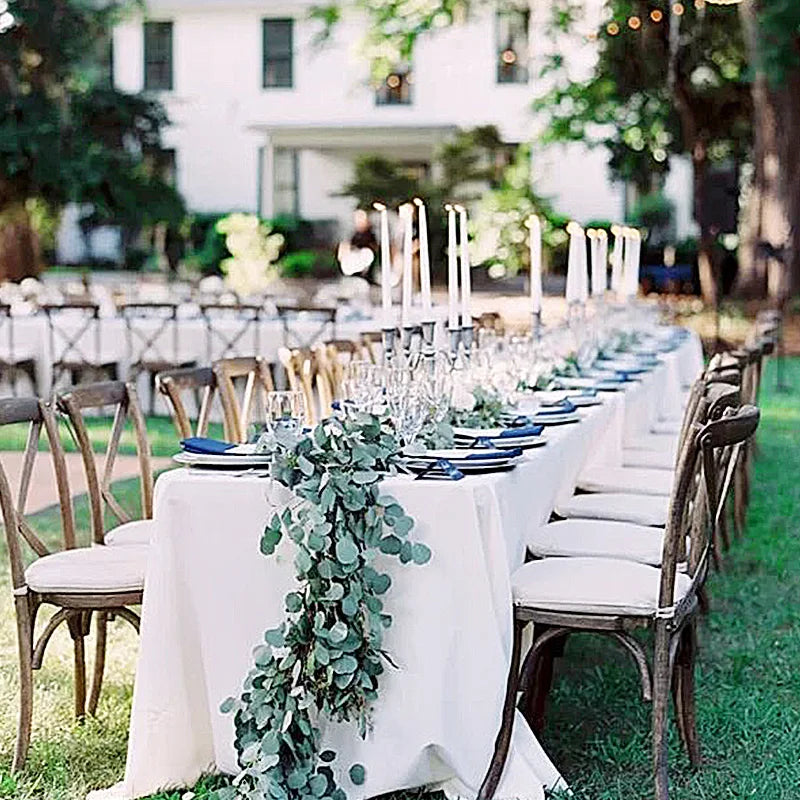 グリーンユーカリの葉ガーランド・藤の造花・ラタンフェイク植物・シルクの葉つる