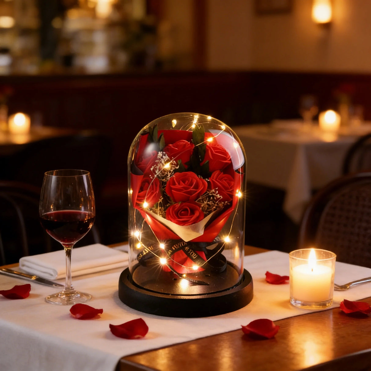 星空ガラスカバーの永遠のバラ