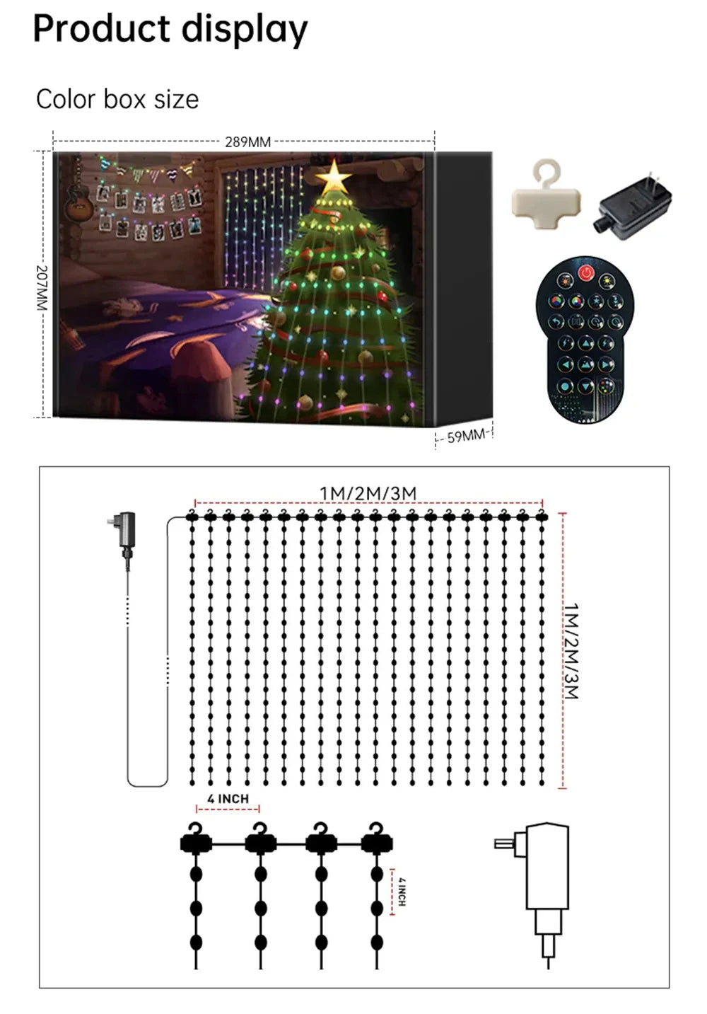 カーテンライト|イベント・クリスマス装飾| LEDカーテンライト クリスマスデコレーション(1M/2M/3M)
