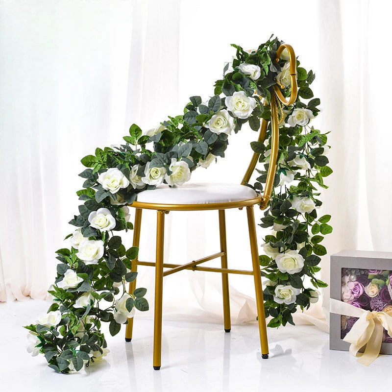 パーティー・ガーデン装飾|造花バラつるガーランド(2.2M)