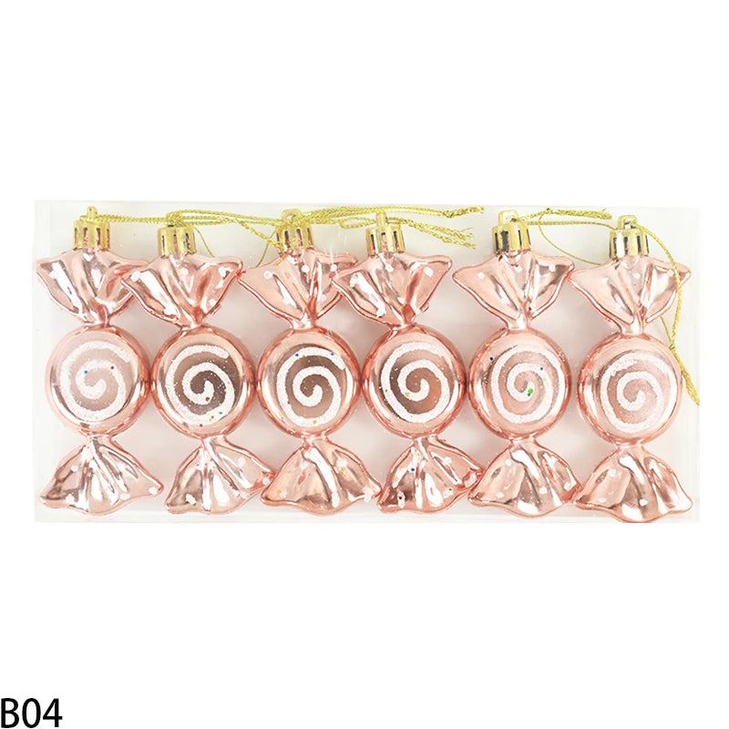 【クリスマス・インテリア用装飾】可愛い!キャンディー型オーナメントセット(6個入)