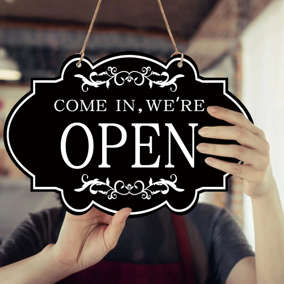 【防水・耐久】木製リバーシブル吊り下げ看板(OPEN/CLOSED)