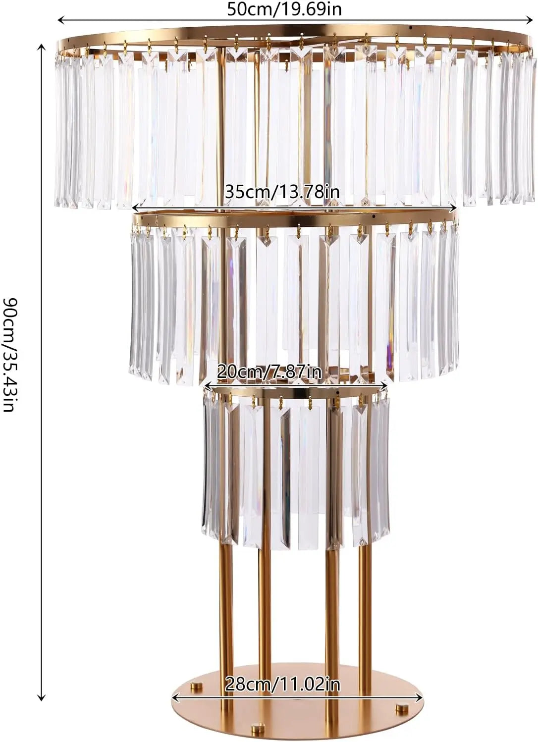 結婚式・インテリア装飾|ゴールドクリスタルフラワースタンド3段