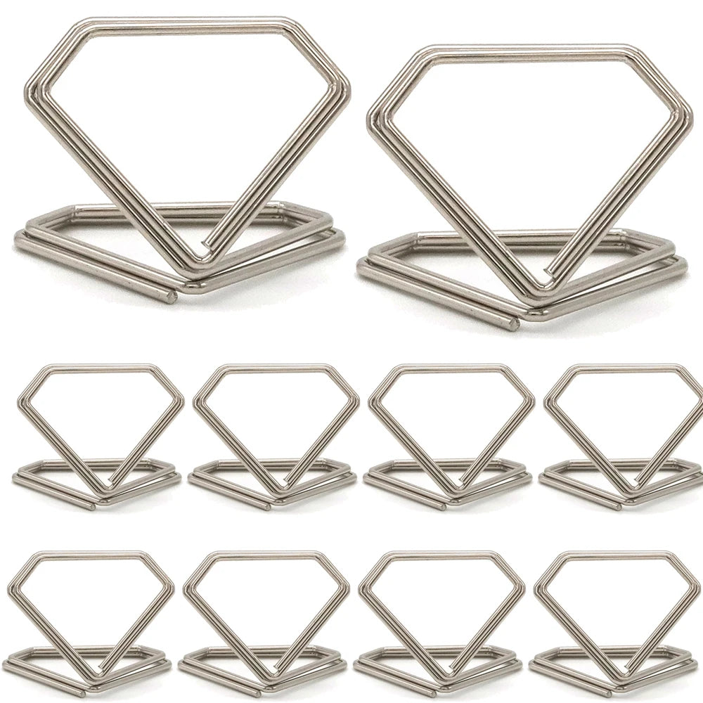 イベント・結婚式装飾|ダイヤ型メタルメモホルダー10個セット