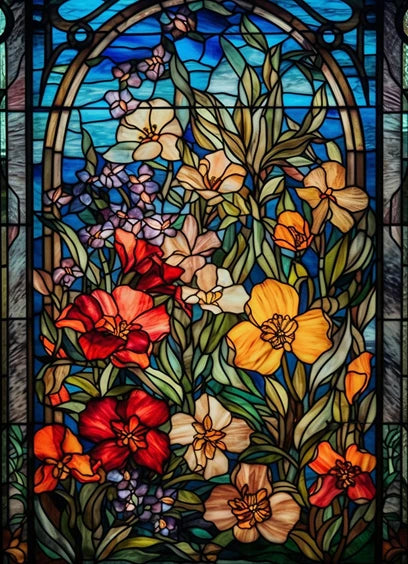 ステンドグラス教会風 ウィンドウフィルム(UVカット・静電気吸着タイプ)