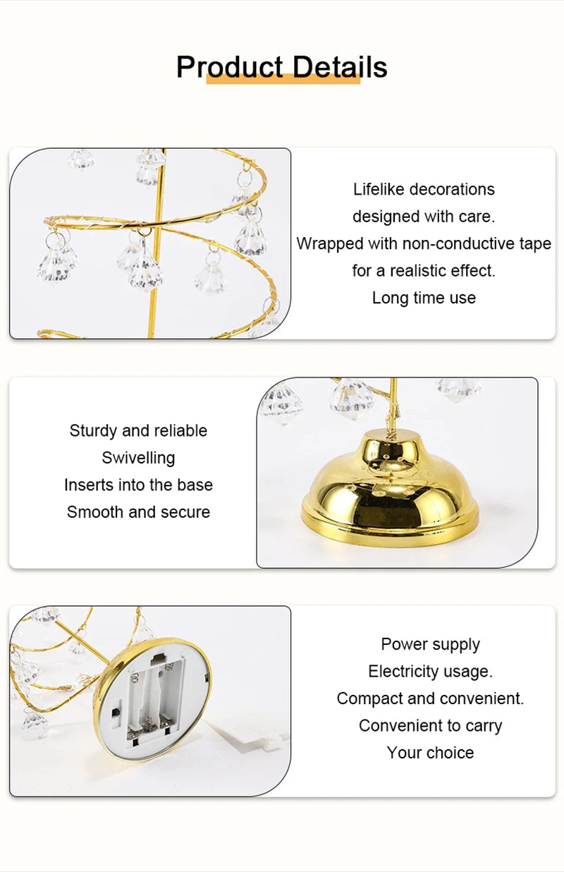 モチーフライト|イベント・パーティー装飾|LED クリスタルツリーテーブルランプ(高さ33c) 電池式